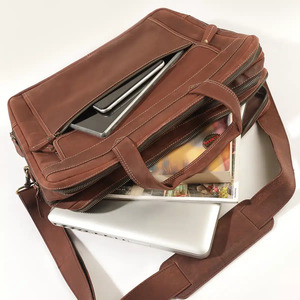 Leather <b>Laptop</b> Briefcase Classic Brown Shoulder Bag Large Capacity Handle Closure for Men Office Use - Office <b>Laptop</b> Leather bag - Product Image 2