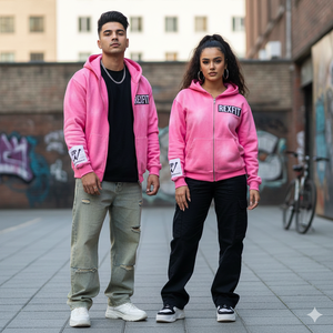 Sudadera con capucha para hombre de diseño nuevo, estilo urbano, personalizada, oversize, de tejido grueso, con bordado desgastado y pedrería en toda la superficie, con cremallera. - Product Image 3
