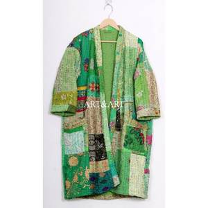 Indian Handmade Cotton Kantha Kimono <b>Women's</b> Patchwork Design Summer Beach Wear Bath <b>Robe</b> Japanese Style Gift Quick <b>Dry</b> - Product Image 1