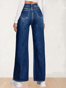 Jean en denim coupe droite taille haute pour femme – Style et tenue décontractée tendance - Product Image 3