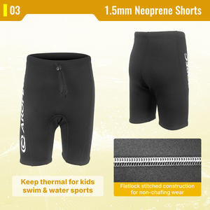 Aropec Pantalones Cortos de Neopreno de 1.5mm para Niños con Hebilla en la Cintura, Cierre de Correa, Costuras Planas, Pantalones Térmicos de Natación para Niños para Surf OEM/ODM - Product Image 4