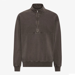 High-End Classic Fit Lambswool Quarter-Zip <b>Jumper</b> Enhanced with Ultrasoft Dark Grey Stand Collar Half Zip Sweatshirt - Product Image 6