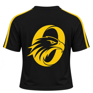 Ensemble uniforme de cheerleading imprimé noir et jaune pour adultes, chemise à manches courtes, jupe plissée, tenue de sport d'équipe pour entraînement et performance - Product Image 5