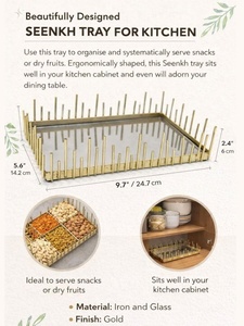 Rectangular Gold Plated <b>Mirror</b> Storage <b>Tray</b> Bohemian Design for Table Organization - Product Image 4