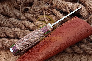 Couteau OEM à lame fixe en acier inoxydable, fait main, multicolore, avec manche en bois, pour la chasse, le bushcraft, le camping, la survie en plein air, DIY - Product Image 2