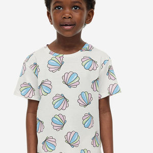 Camisetas personalizadas para niñas y bebés, con diseño de concha único, aceptables para OEM, hechas con tela elástica impresa. - Product Image 1