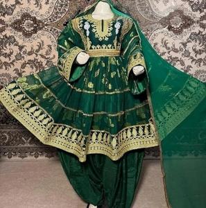 Vestido Maxi Étnico Transpirable para Niña, Estilo Nuristan Kabul, Traje Pashtun Afgano, Conjunto de Vestidos Tradicionales Casuales Kuchi Afganos - Product Image 1