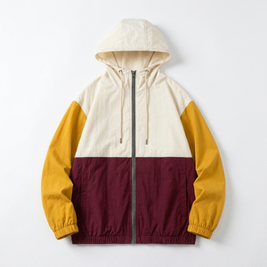 Chaqueta Cortavientos con Capucha para Hombre, Diseño Color Block, Casual, Otoño, Exterior, Poliéster, Cierre de Cremallera, Corte Regular, Estilo Holgado - Product Image 6