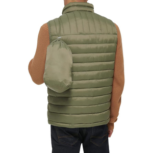 Olive Green Puffer <b>Vest</b> for Men Winter Gilet Stand Collar Padded Waistcoat Sleeveless Bubble Jacket Bodywarmer - Product Image 5