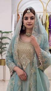 Traditional Faux Georgette Embroidered Purple Salwar Suit With Dupatta For Wedding India Pakistan Party Wear for Women - Product Image 2