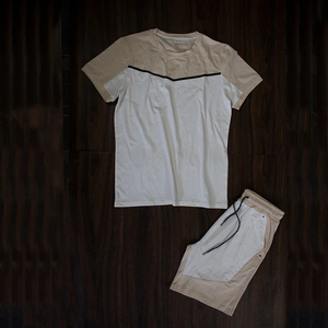 ชุดเสื้อยืดพิมพ์ลายตามสั่งสำหรับผู้ชาย เสื้อแขนสั้นลำลองและกางเกงขาสั้น ชุดสองชิ้น ขายส่ง OEM เสื้อผ้าสตรีทแวร์ฤดูร้อน - Product Image 6