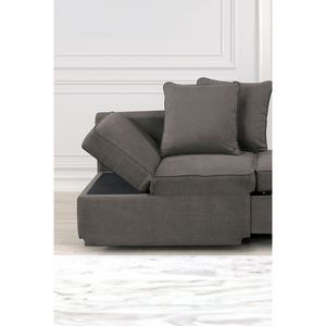 Poltrona Convertibile in Tessuto Grigio per Soggiorno con Poggiatesta Regolabile e Cuscini Funzionali - Product Image 4