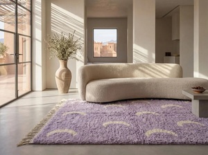 Tapis marocain haut de gamme moderne en laine, écologique, à boucles coupées, abstrait, épais, noué à la main, en latex naturel pour la maison - Product Image 6