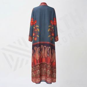 Vestido Abaya Tradicional Musulmán Modesto para Mujer, Primavera, Verano, Otoño, Poliéster, Estampado Floral con Diamantes, Elegante, Venta al Por Mayor - Product Image 2