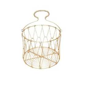 Cesta de Almacenamiento de Huevos de Alambre Metálico Dorado, Plegable, Estilo Vintage, para Mesa o Encimera, Cesta para Recoger Huevos y Frutas - Product Image 2
