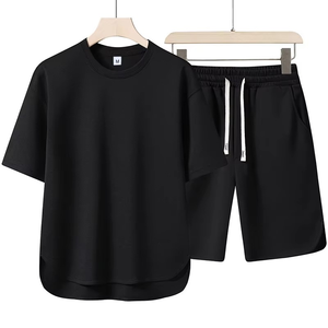Ensembles courts pour hommes : T-shirts et shorts personnalisés, ensemble deux pièces oversize vierge, shorts et t-shirts pour hommes - Product Image 4