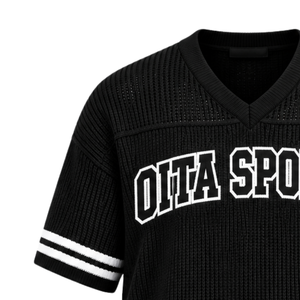 Black Custom Knitted <b>V</b> <b>Neck</b> Jersey Short Sleeve Striped Athletic <b>Shirt</b> Breathable <b>Oversized</b> Casual Sports Team Uniform Top - Product Image 5
