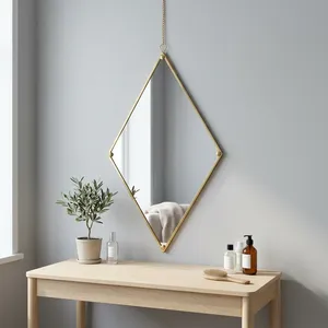 Espejo de Pared con Marco de Latón en Forma de Diamante, Espejo Decorativo Minimalista, Grosor de 3.0 mm - Product Image 2