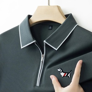 Pull en jersey à col zippé pour homme, manches longues, motif dessin animé brodé, mode printemps, tenue décontractée et professionnelle - Product Image 3