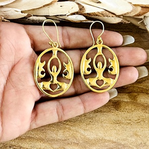 Nouvelles Boucles d'Oreilles Pendante Bohème Tendance Déesse, en Laiton Tribal Plaqué Or 18 carats, Bijoux Ovale pour Femme, Vente en Gros/OEM/ODM - Product Image 2