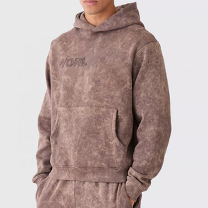 ชุดเซ็ตฮู้ดดี้และกางเกงวอร์มผู้ชายแบบย้อมสีเอซิด ปักลายเสื้อฮู้ดดี้ กางเกงจ็อกเกอร์ ชุดสองชิ้น สตรีทแวร์ ขายส่ง - Product Image 3