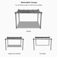 Pergola d'extérieur en aluminium à usage intensif de 3x4m avec auvent rétractable, kit de pergola avec support de pergola bioclimatique