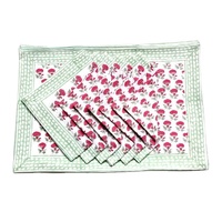 Nouvelle Toile Indienne En Coton imprimé À la Main Ensemble De 6 Napperon & 6 serviettes Tendance Serviette de Cuisine Table À Manger Couverture Coureur