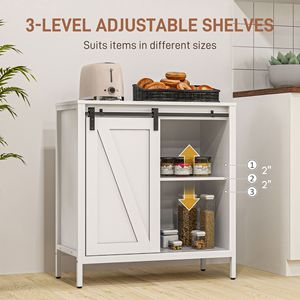 Handmade White Farmhouse <b>Sideboard</b> Buffet Cabinet Adjustable Shelf Sliding Barn Door for Villa Warehouse Dining Multi-Purpose - Product Image 5