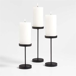 Nordic Minimalist Black Metal Candle Pedestals Elegant Sculptural Pillar Stands for Living Room Entryway and Sophisticated - Product Image 3
