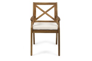 Juego de Comedor de Lujo para Exteriores en Madera de Teca Sólida, Mesa Rectangular con Listones y 6 Sillas con Respaldo Cruzado - Product Image 3