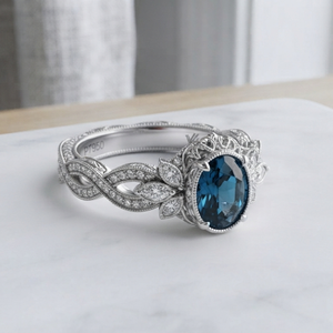 Vintage Round Blue Sapphire 925 Sterling <b>Silver</b> <b>Statement</b> <b>Ring</b> Prong Setting Women's Engagement Wedding Jewelry - Product Image 2