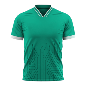 Camiseta de Fútbol para Hombre, Cuello en V, Manga Corta, Estampado Digital, Absorbente de Humedad, Poliéster, Cierre con Hebilla en T, Corte Regular - Product Image 1