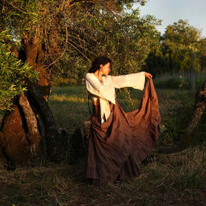 Falda Maxi de Cintura Alta, de Algodón y Rayón, Fluida, para Bailar, con Tela Ligera y Estilo Bohemio Informal - Product Image 2