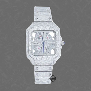 Montre de luxe classique pour homme, cadran carré en verre, squelette, diamants Moissanite, mouvement à quartz ETA, acier inoxydable, mode affaires, 20 mm - Product Image 2