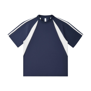 เสื้อยืดสตรีทแวร์ทรงบ็อกซี่ผ้าฝ้ายคุณภาพสูง โอเวอร์ไซส์ ไหล่ตก รับผลิตแบบ OEM ODM ตัดต่อผ้าสีตัดกัน แฟชั่นเสื้อยืดผู้ชาย - Product Image 2