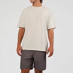T-shirt Homme Nouveau Modèle Vintage Délavé à l'Acide, Coupe Oversize Épaules Tombantes, Col Montant Tricoté, Manches Courtes, Coupe Boxy, OEM Disponible - Product Image 4