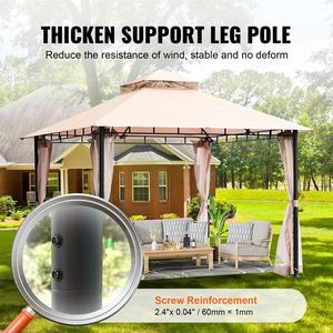 Gazebo da Giardino 3x3 Metri con Telaio in Metallo, Zanzariera e Tettoia in Poliestere Rivestito in PU per 6-8 Persone - Product Image 3