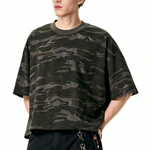 Camiseta de algodón de camuflaje para hombre, cuello redondo, ropa deportiva, diseño personalizado, venta al por mayor - Product Image 2