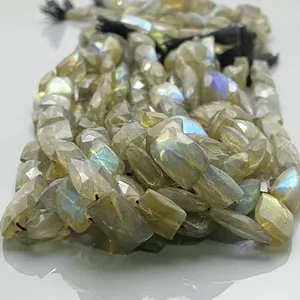 Perles de pierres précieuses Chakralume en labradorite naturelle, facettées, de qualité AA, 10-17 mm, en brin de 10 pouces, pour la fabrication de bijoux, vente en gros - Product Image 2