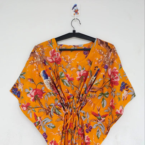 Robe maxi kaftan pour femmes de qualité supérieure, élégante, en coton léger avec motif floral imprimé, idéale pour la plage et les vacances, également pour les filles - Product Image 1