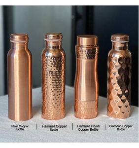 Handmade Eco-Friendly Durable Pure <b>Copper</b> Embossed Water Bottle Lid Portable Custom Logo GUNVANTI Brand Rajasthan Origin - Product Image 1