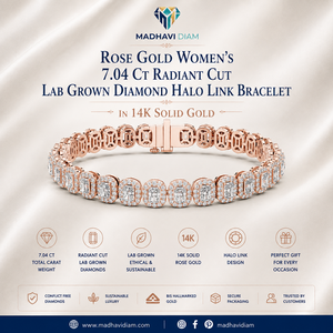 Elegant 7.04 CT Radiant Cut Lab Grown Diamond Bracelet in 14K <b>Solid</b> Rose <b>Gold</b> for Women - Product Image 1