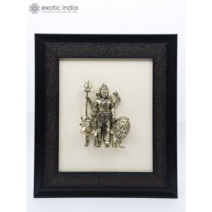 9 Inches Superfine Brass <b>Wall</b> Hanging Ardhanarishvara Statue with Nandi and Lion <b>Framed</b> <b>Wall</b> Decor Made In India - Product Image 2