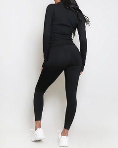 Conjunto Deportivo Ligero para Mujer con Chaqueta Deportiva de Manga Larga con Cierre Frontal y Leggings de Yoga para Entrenamiento y Fitness - Product Image 6