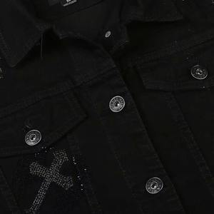 Chaqueta de Mezclilla para Hombre con Estampado Personalizado al por Mayor, Bordado de Primera Calidad, Apliques, Rayas, Botones y Cuello Alto - Product Image 4