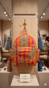 Orange Stylish 10kg Capacity Quilted Organic Cotton <b>Backpack</b> Zipper Animal Printed Eco-Friendly Lightweight Customizable Student - Product Image 2