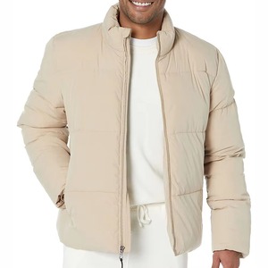 Blouson matelassé beige personnalisé pour homme, col montant, en tissu mat, chaud et épais, pour l'hiver, vente en gros, OEM en ligne ! - Product Image 2