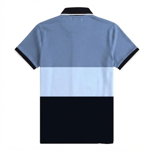 เสื้อโปโลชาย แขนสั้น ผ้าอ๊อกซ์ฟอร์ด ทรงลำลอง ลายเรียบ สีบลู แบล็ค ไวท์ แต่งขอบสีตัดกัน - Product Image 6