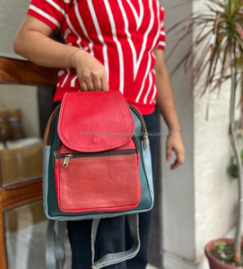 Nueva llegada Western elegante Multi reciclado cuero Stubby Color mochilas mujeres Arco Iris Color tamaño Ideal Multi cuero mochilas - Product Image 4