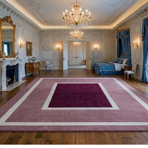 Tapis de luxe en laine unie extra épaisse, fait main, couleur crème bordeaux, moderne, adapté aux animaux domestiques, élégant, rectangulaire, pour salon - Product Image 2